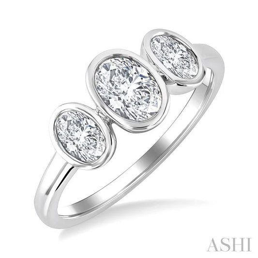 Oval Shape 3 Stone Diamond Fashion Ring