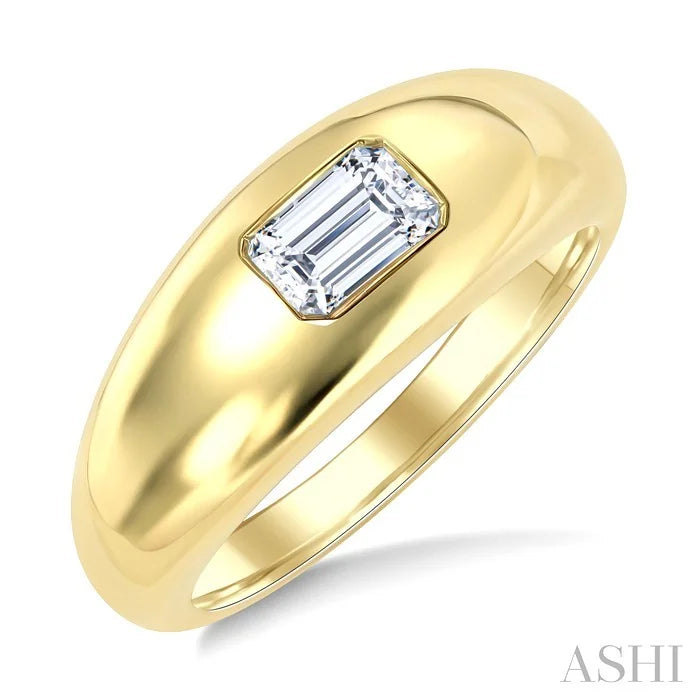 Aeris Gold Emerald Shape East-West Diamond Fashion Ring