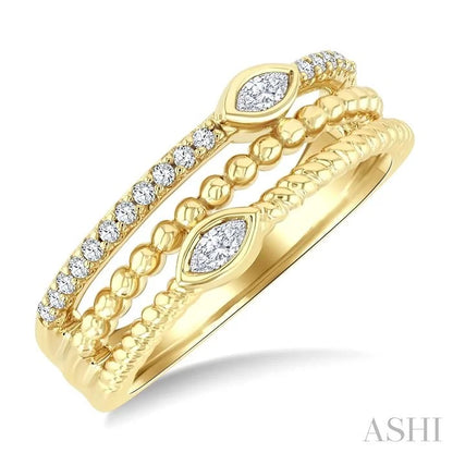 Bead Bijoux Marquise Shape Three Row Diamond Band