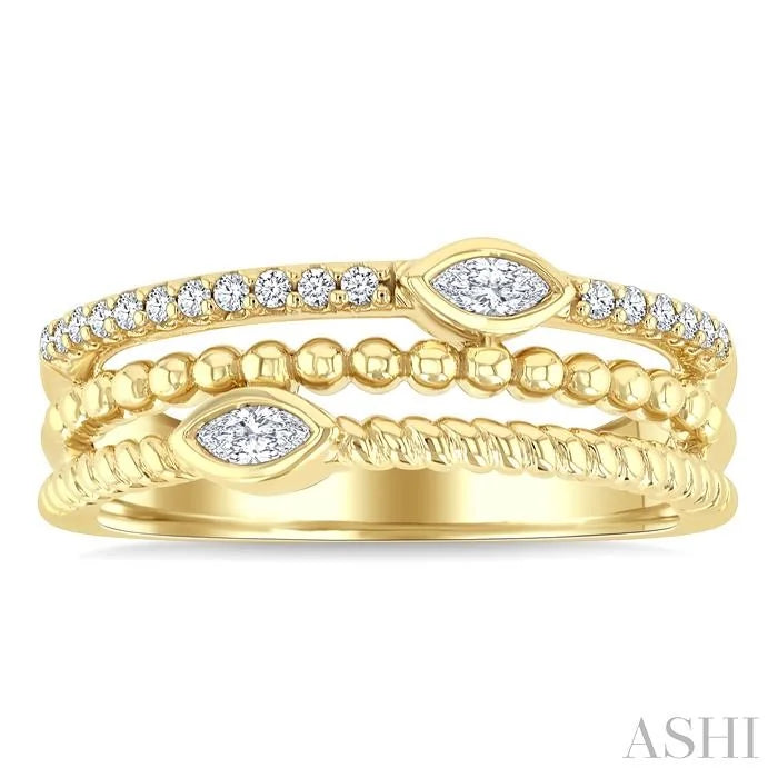 Bead Bijoux Marquise Shape Three Row Diamond Band