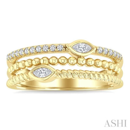 Bead Bijoux Marquise Shape Three Row Diamond Band