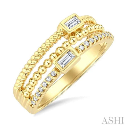 Bead Bijoux Emerald Shape Three Row Diamond Band