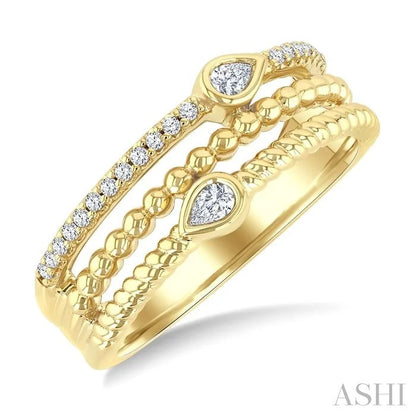 Bead Bijoux Pear Shape Three Row Diamond Band