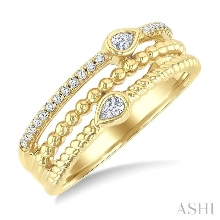 Bead Bijoux Pear Shape Three Row Diamond Band