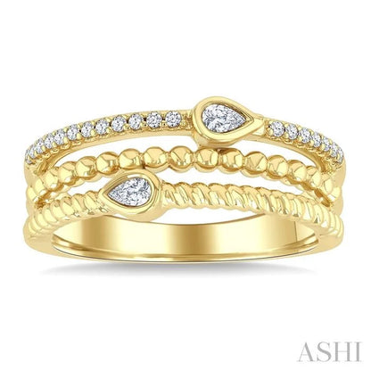 Bead Bijoux Pear Shape Three Row Diamond Band