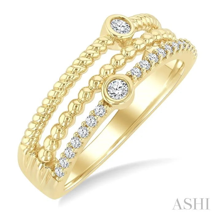 Bead Bijoux Round Shape Three Row Diamond Band