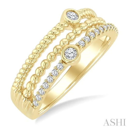 Bead Bijoux Round Shape Three Row Diamond Band