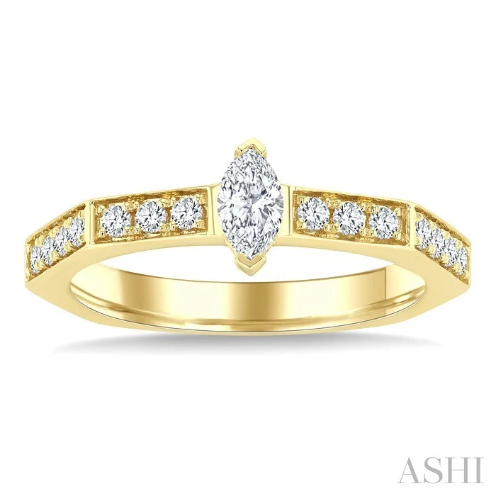Hexashank Marquise Shape Diamond Fashion Ring