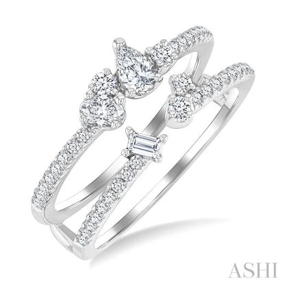 Mixed Shape Diamond Fashion Open Ring