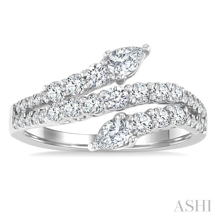 Pear Shape 2 Stone Diamond Fashion Open Band