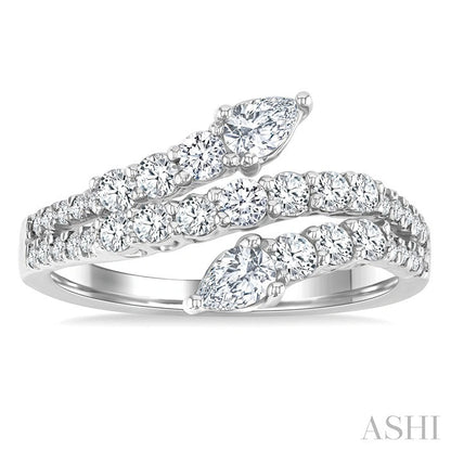 Pear Shape 2 Stone Diamond Fashion Open Band