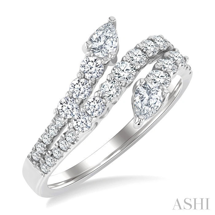 Pear Shape 2 Stone Diamond Fashion Open Band