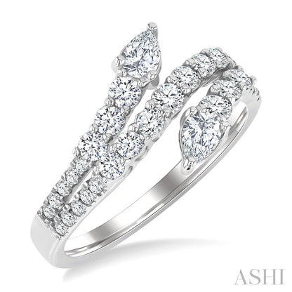 Pear Shape 2 Stone Diamond Fashion Open Band