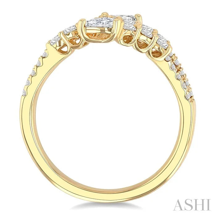 Pear Shape 2 Stone Diamond Fashion Open Band
