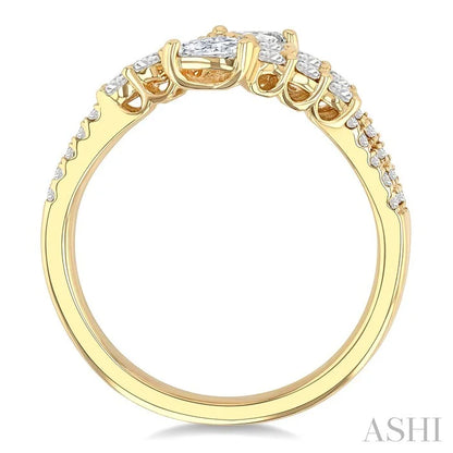Pear Shape 2 Stone Diamond Fashion Open Band