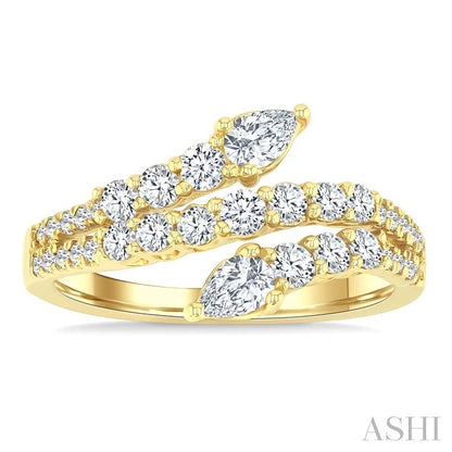 Pear Shape 2 Stone Diamond Fashion Open Band