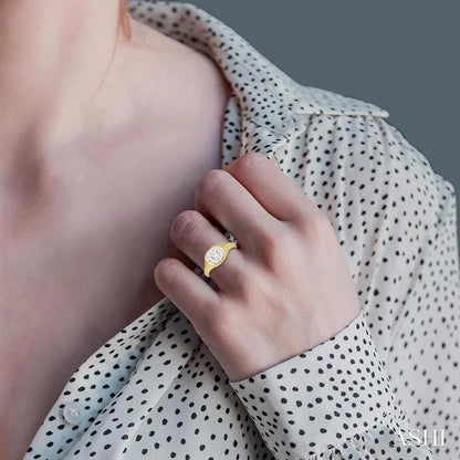 Cushion Shape Lovebright Essential Diamond Signet Ring