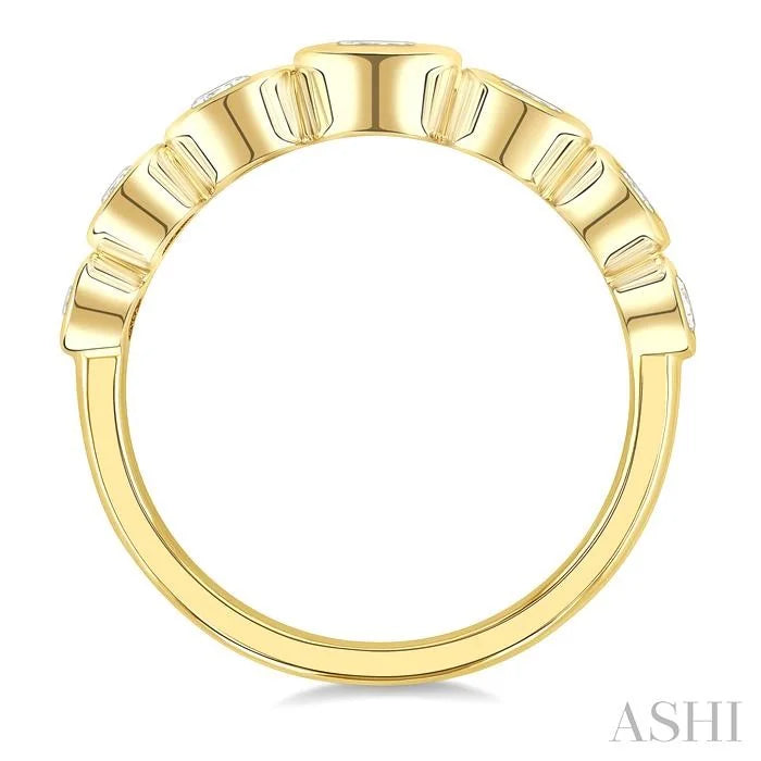 Oval Shape 7 Stone Bezel Set Diamond Band