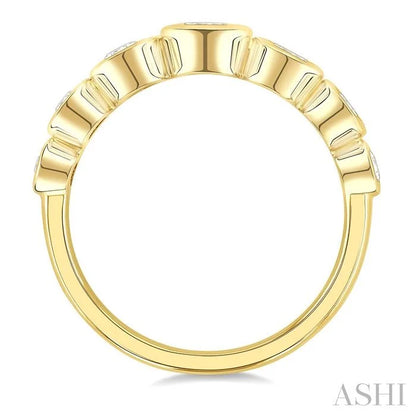Oval Shape 7 Stone Bezel Set Diamond Band