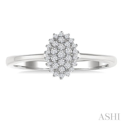 Oval Shape Petite Cluster Diamond Fashion Ring