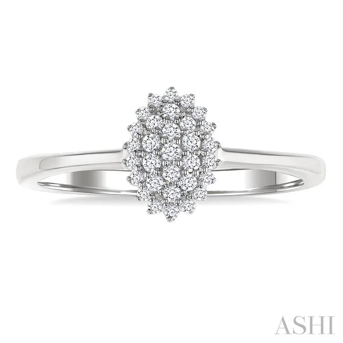 Oval Shape Petite Cluster Diamond Fashion Ring