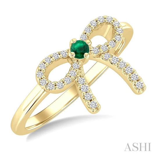 Bow Gemstone & Petite Diamond Fashion Ring