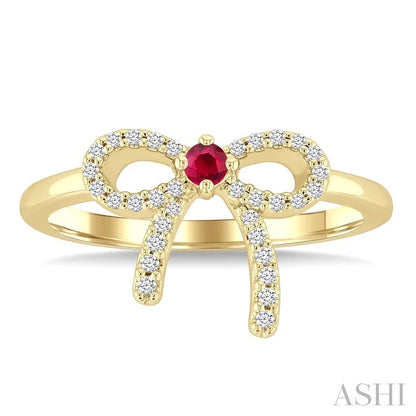 Bow Gemstone & Petite Diamond Fashion Ring
