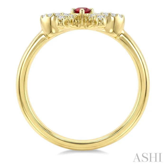 Bow Gemstone & Petite Diamond Fashion Ring
