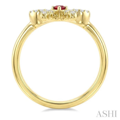 Bow Gemstone & Petite Diamond Fashion Ring