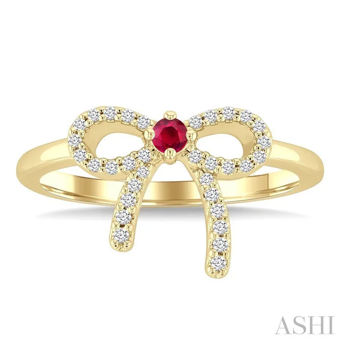 Bow Gemstone & Petite Diamond Fashion Ring