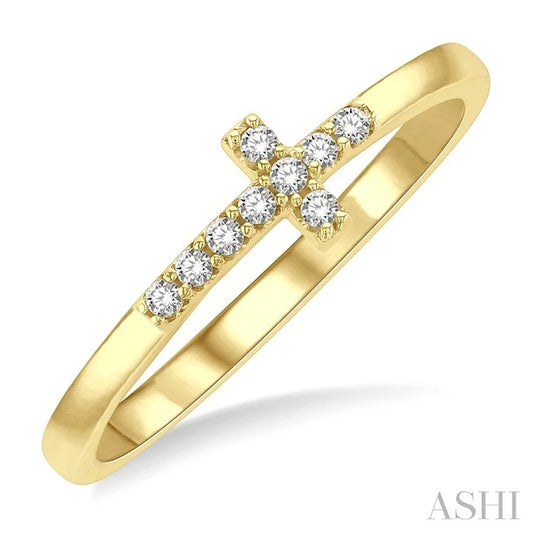 Stackable Sideway Cross Petite Diamond Fashion Ring