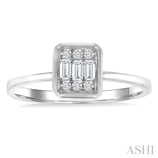 Emerald Shape Bezel Set Petite Fusion Diamond Fashion Ring