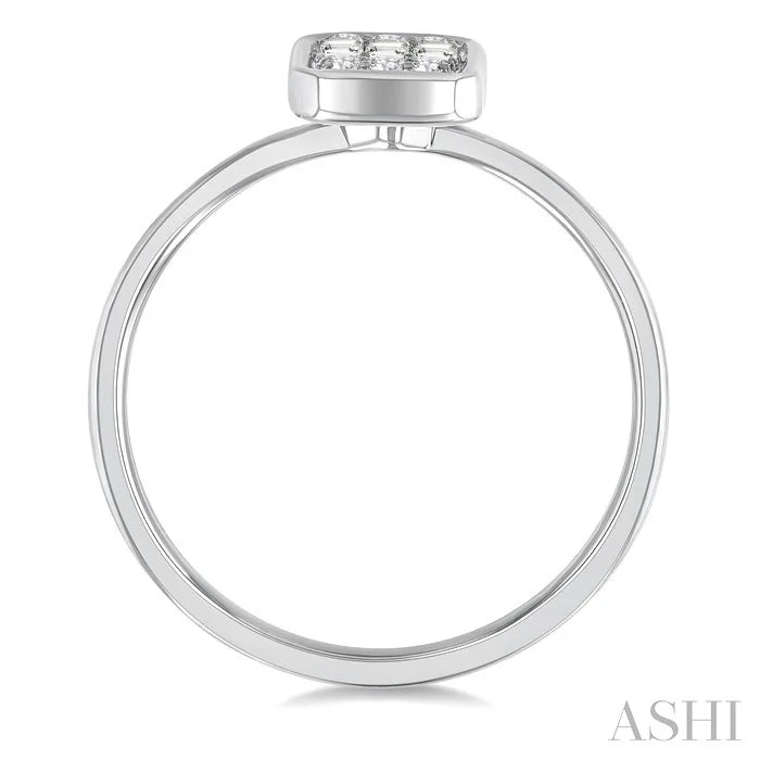 Emerald Shape Bezel Set Petite Fusion Diamond Fashion Ring