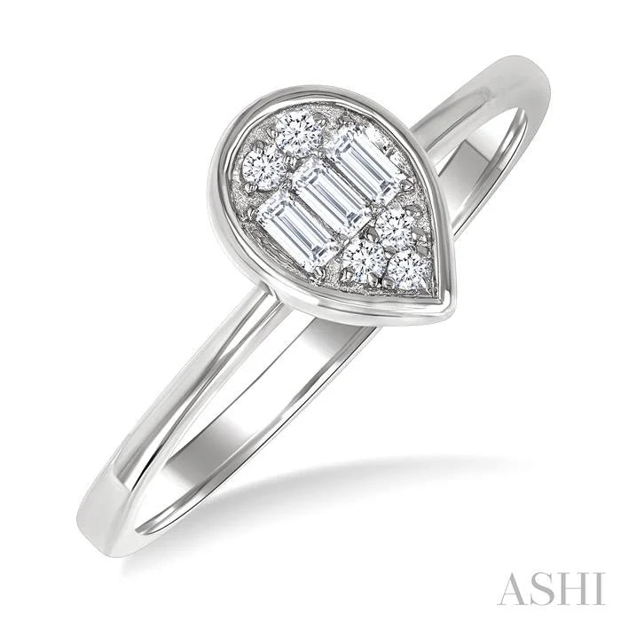 Pear Shape Bezel Set Petite Fusion Diamond Fashion Ring