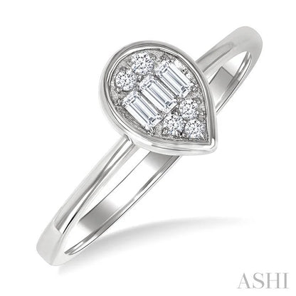 Pear Shape Bezel Set Petite Fusion Diamond Fashion Ring