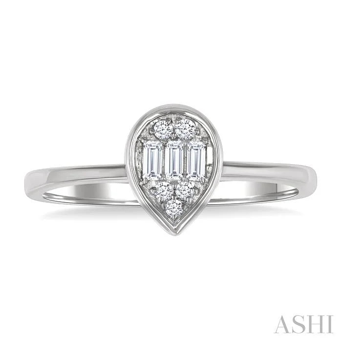 Pear Shape Bezel Set Petite Fusion Diamond Fashion Ring