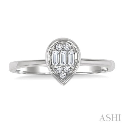 Pear Shape Bezel Set Petite Fusion Diamond Fashion Ring