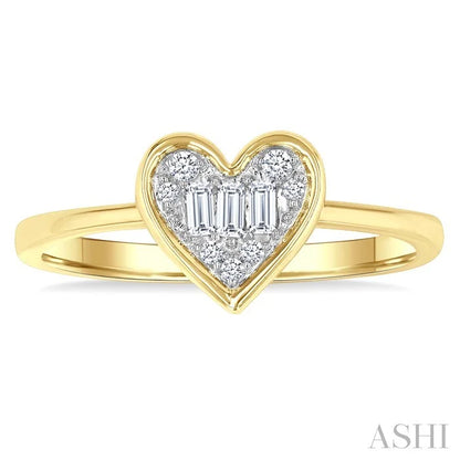 Heart Shape Bezel Set Petite Fusion Diamond Fashion Ring
