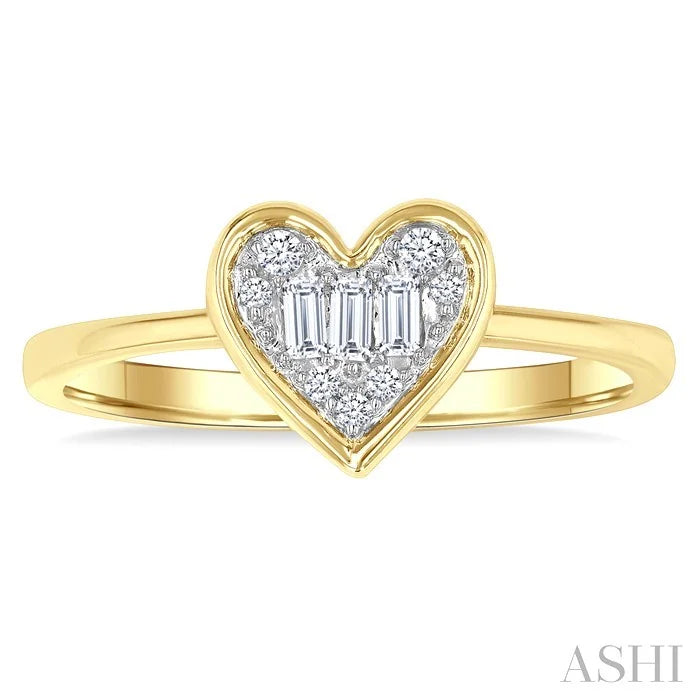Heart Shape Bezel Set Petite Fusion Diamond Fashion Ring
