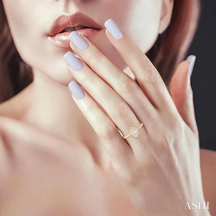 Marquise Shape Bezel Set Petite Fusion Diamond Fashion Ring