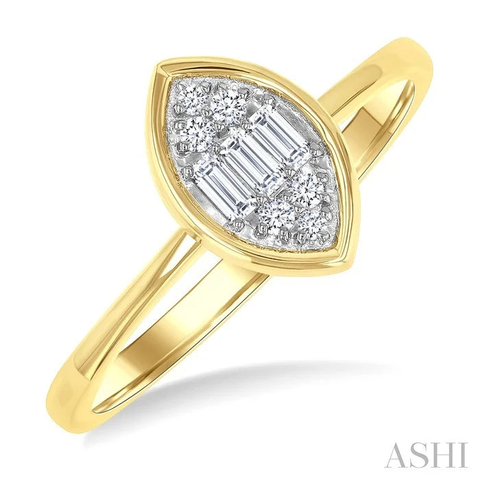 Marquise Shape Bezel Set Petite Fusion Diamond Fashion Ring