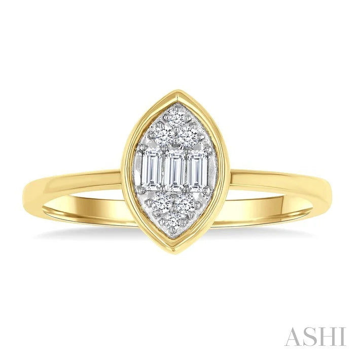 Marquise Shape Bezel Set Petite Fusion Diamond Fashion Ring
