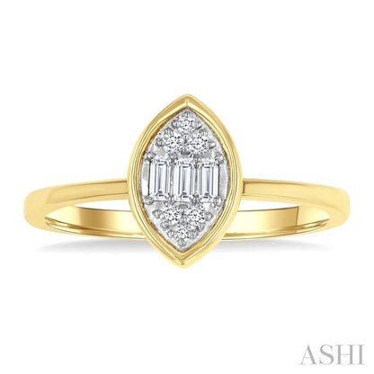 Marquise Shape Bezel Set Petite Fusion Diamond Fashion Ring