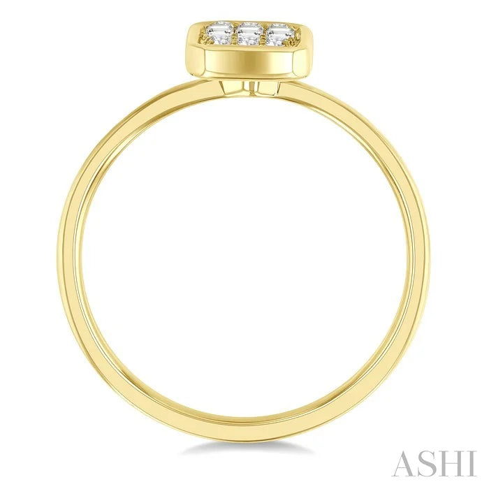 Emerald Shape Bezel Set Petite Fusion Diamond Fashion Ring