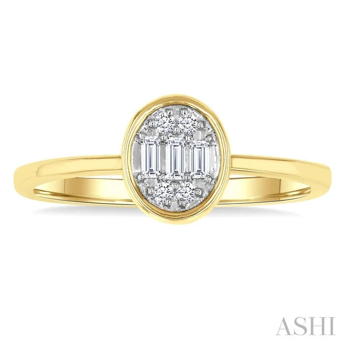 Oval Shape Bezel Set Petite Fusion Diamond Fashion Ring