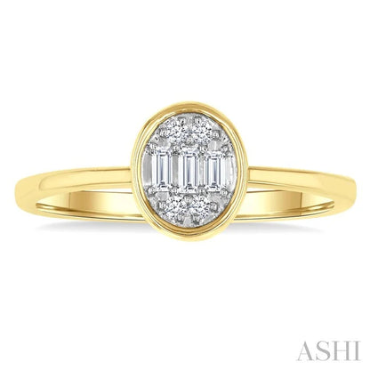 Oval Shape Bezel Set Petite Fusion Diamond Fashion Ring