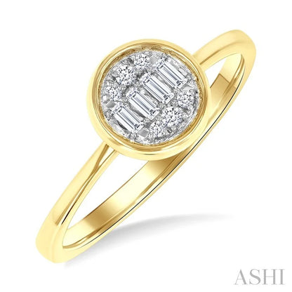 Round Shape Bezel Set Petite Fusion Diamond Fashion Ring