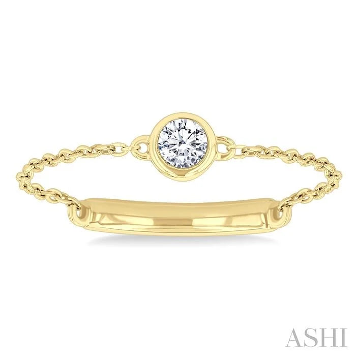 Bezel Set Petite Diamond Fashion Chain Ring