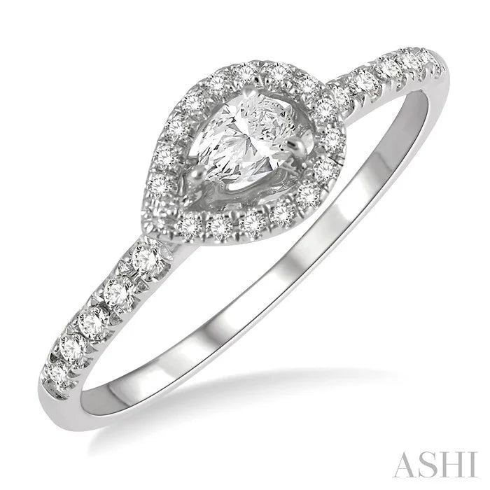 Stackable Pear Shape Petite Halo Diamond Fashion Ring