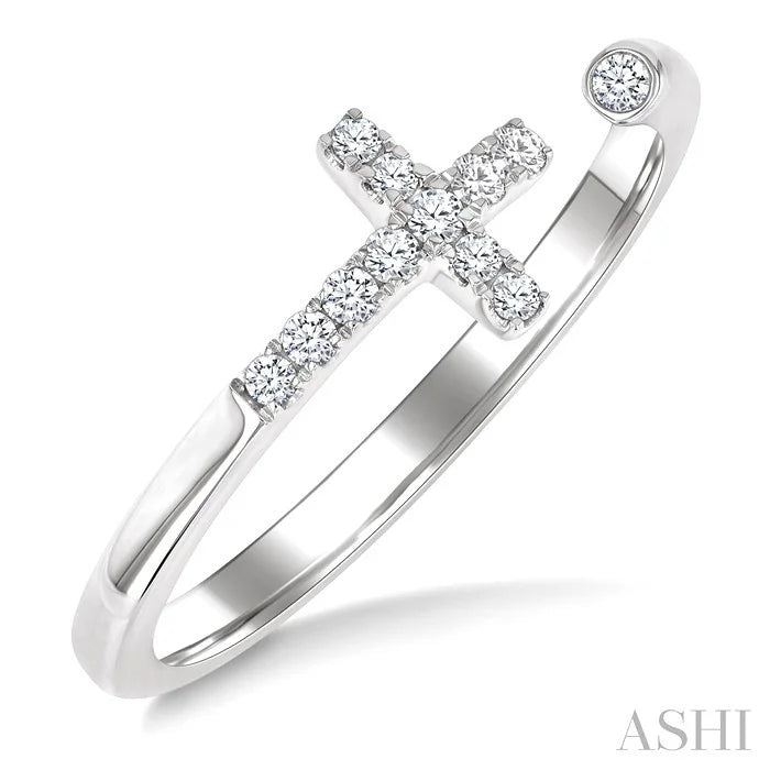 Cross Petite Diamond Fashion Open Ring